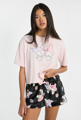 Kuromi My Melody 2-Piece Pajama Tee & Shorts Set