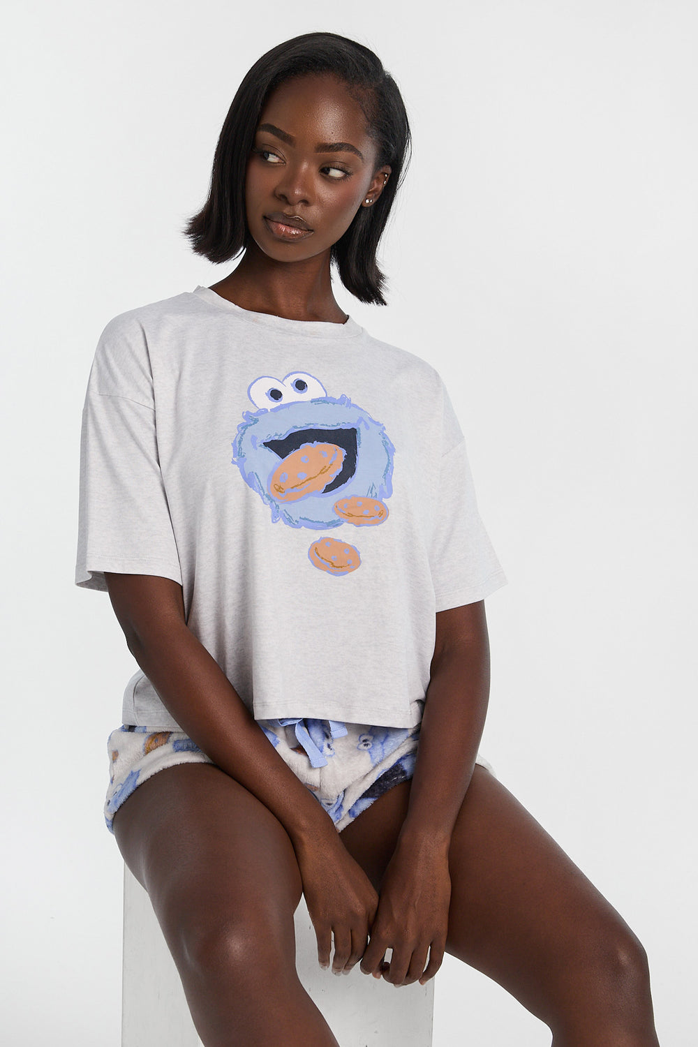 Cookie Monster 2-Piece Pajama Tee & Shorts Set Cookie Monster 2-Piece Pajama Tee & Shorts Set
