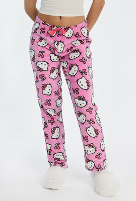 Pantalon de pyjama en peluche imprimé cerises Hello Kitty