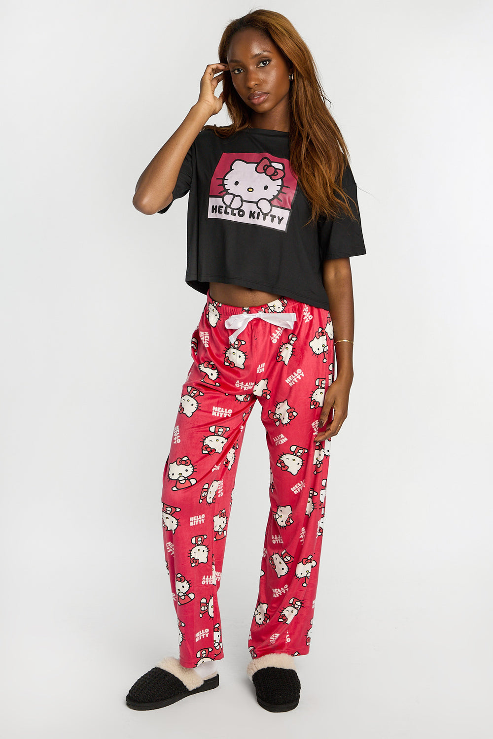 Hello Kitty 2-Piece Pajama Tee & Velour Pajama Pants Set Hello Kitty 2-Piece Pajama Tee & Velour Pajama Pants Set