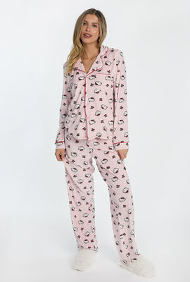 Ensemble de pyjama en velours 2 pièces cerises Hello Kitty