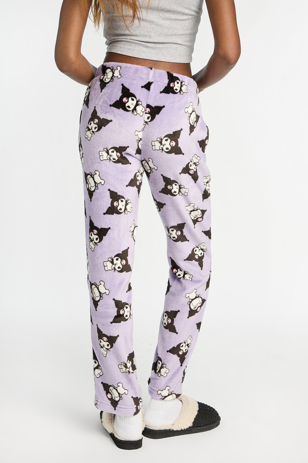 Pantalon de pyjama en peluche imprimé Kuromi Pantalon de pyjama en peluche imprimé Kuromi