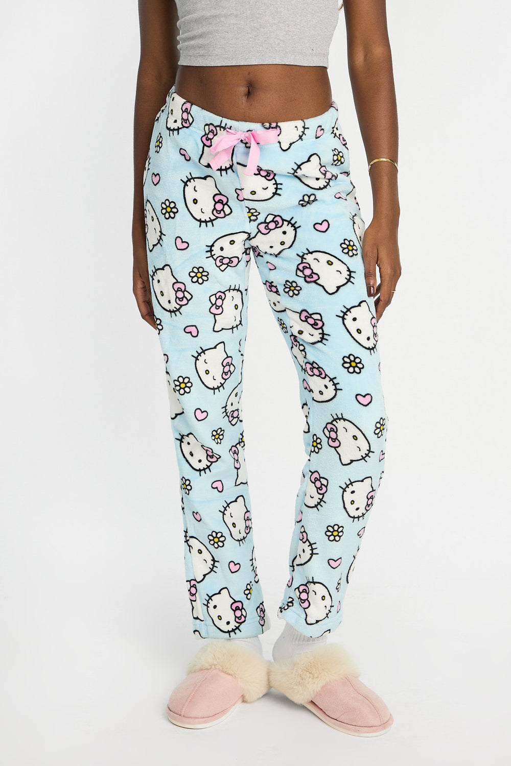 Pantalon de pyjama en peluche à fleurs Hello Kitty Pantalon de pyjama en peluche à fleurs Hello Kitty