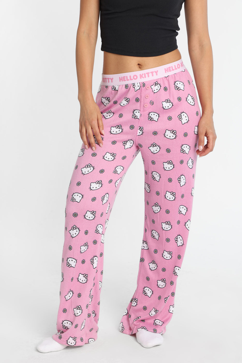 Pantalon pyjama style boxeur imprimé fleurs Hello Kitty Pantalon pyjama style boxeur imprimé fleurs Hello Kitty - West49