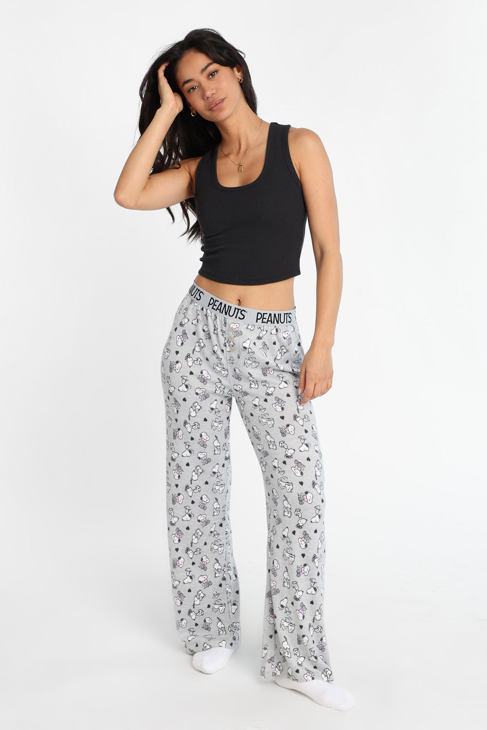 Pantalon pyjama style boxeur imprimé coeurs Peanuts Snoopy Pantalon pyjama style boxeur imprimé coeurs Peanuts Snoopy