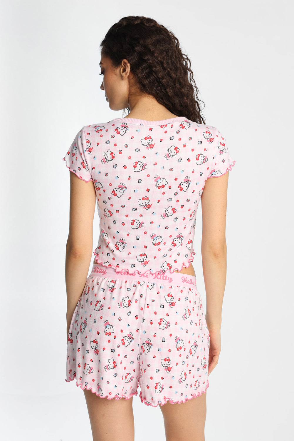 Hello Kitty Flowers Pajama Tee And Boxer Shorts 2-Piece Set Hello Kitty Flowers Pajama Tee And Boxer Shorts 2-Piece Set