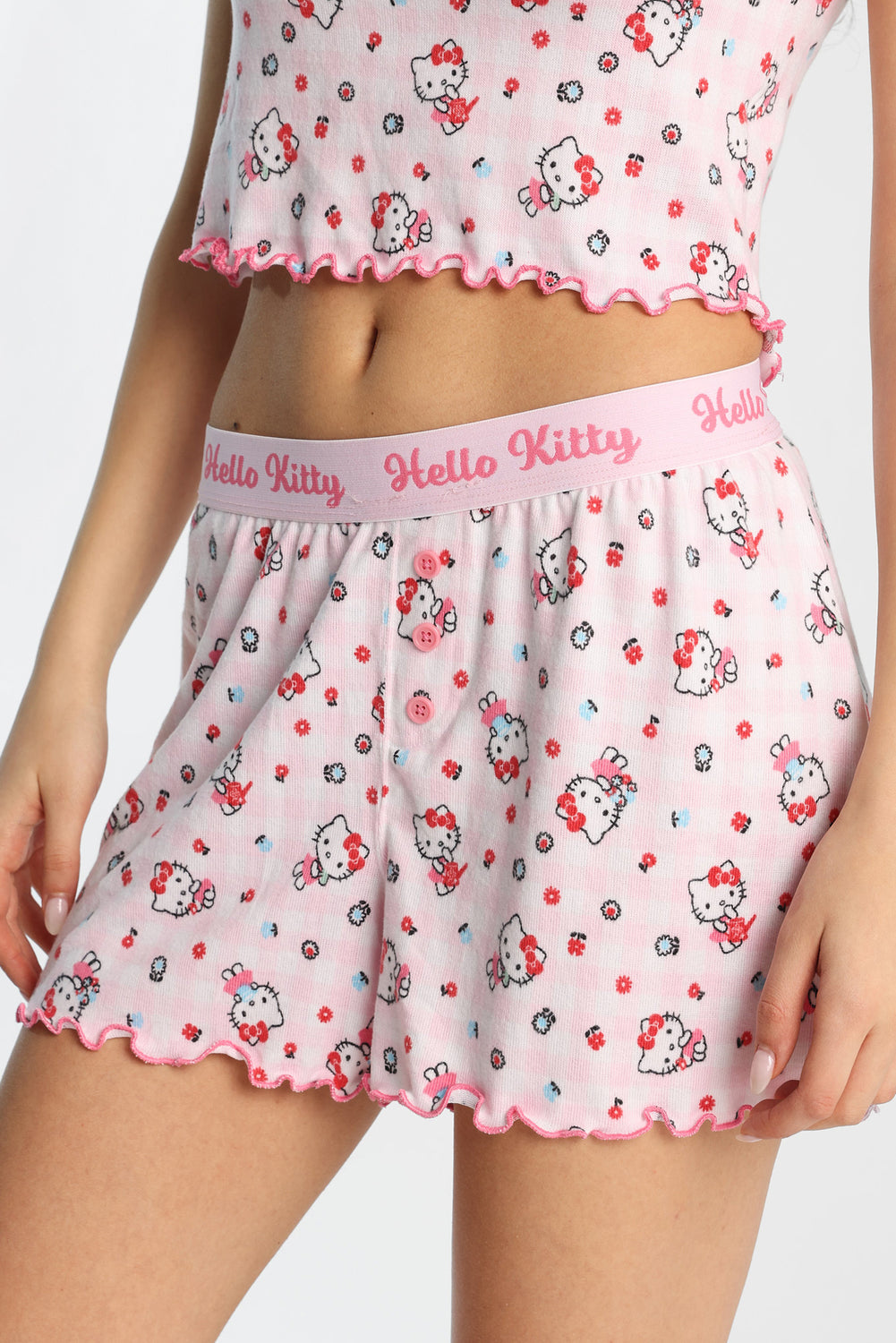 Hello Kitty Flowers Pajama Tee And Boxer Shorts 2-Piece Set Hello Kitty Flowers Pajama Tee And Boxer Shorts 2-Piece Set