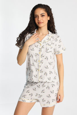 Ensemble chemise et short pyjama imprimé de crème glacée Snoopy Peanuts