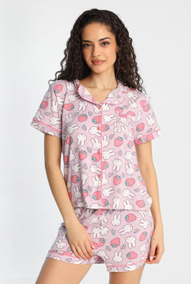 Ensemble chemise et short pyjama imprimé de fraises Miffy