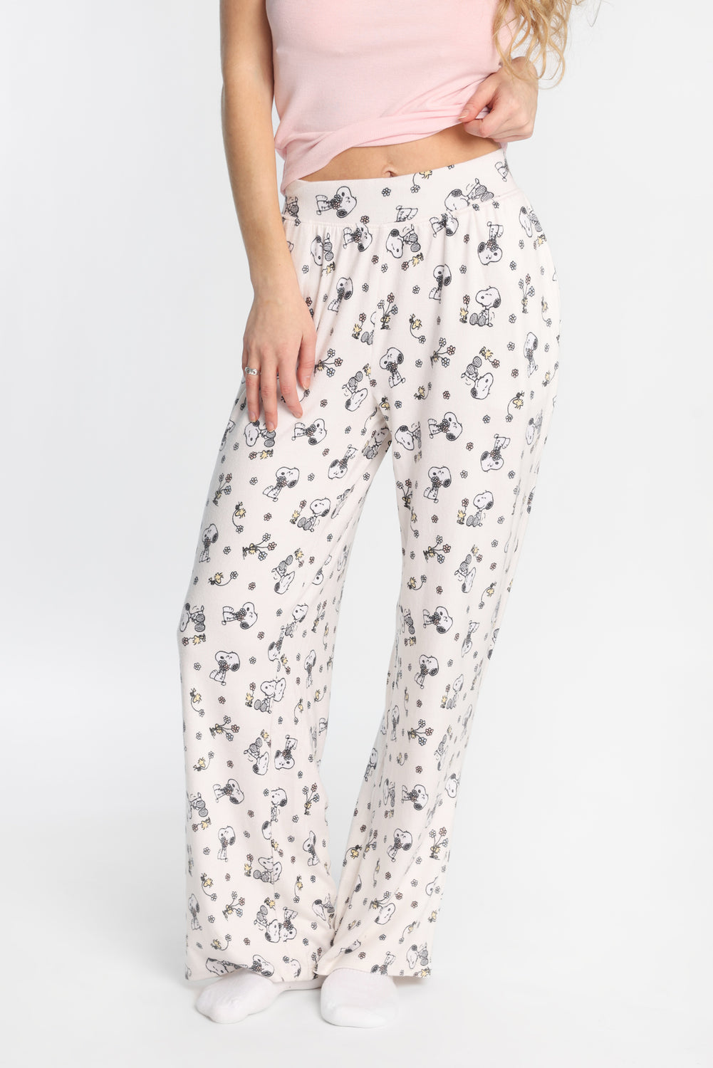 Pantalon pyjama à jambes larges super doux imprimé fleur Peanuts Pantalon pyjama à jambes larges super doux imprimé fleur Peanuts