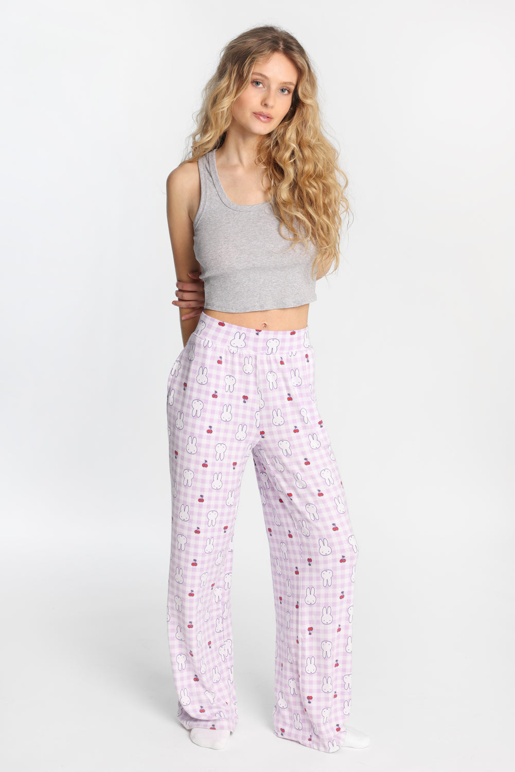 Pantalon pyjama à jambes larges super doux imprimé cerise Miffy Pantalon pyjama à jambes larges super doux imprimé cerise Miffy