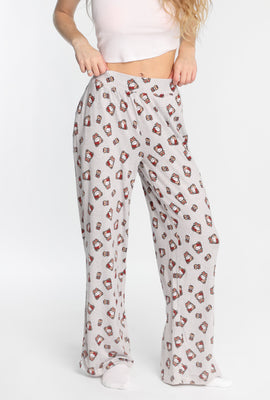 Pantalon pyjama à jambes larges super doux imprimé ours en peluche Hello Kitty