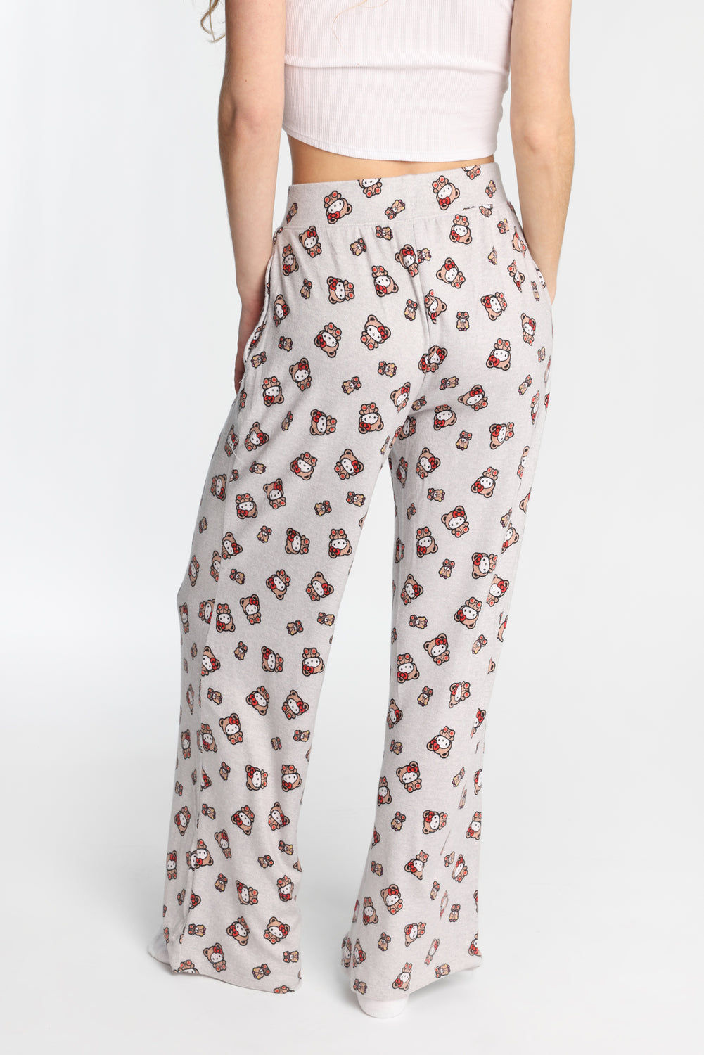 Pantalon pyjama à jambes larges super doux imprimé ours en peluche Hello Kitty Pantalon pyjama à jambes larges super doux imprimé ours en peluche Hello Kitty