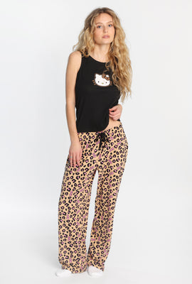Ensemble débardeur et pantalon pyjama côtelé imprimé léopard Hello Kitty