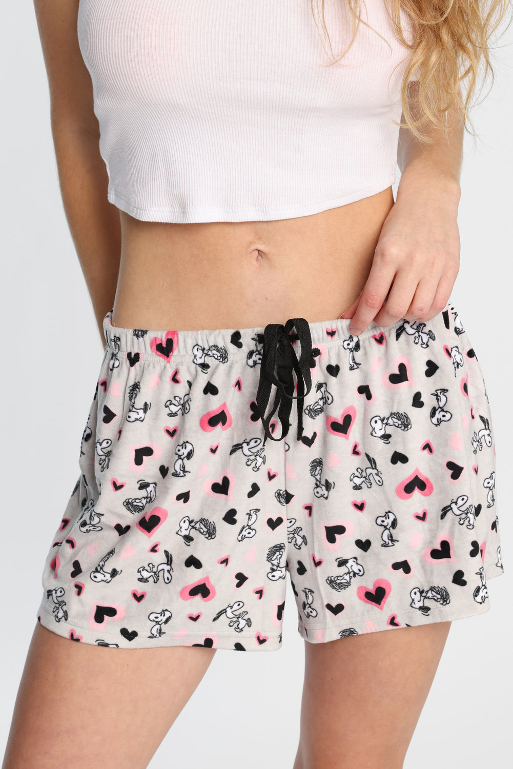 Peanuts Snoopy Heart Velour Pajama Shorts Peanuts Snoopy Heart Velour Pajama Shorts