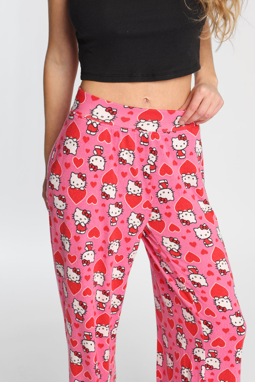 Pantalon pyjama à jambes larges super doux gros coeur Hello Kitty Pantalon pyjama à jambes larges super doux gros coeur Hello Kitty