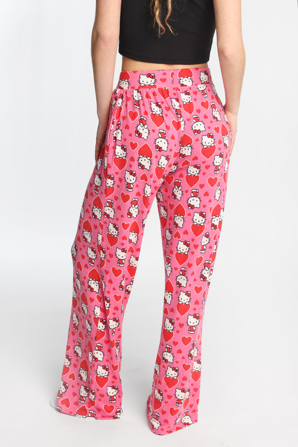 Pantalon pyjama à jambes larges super doux gros coeur Hello Kitty Pantalon pyjama à jambes larges super doux gros coeur Hello Kitty