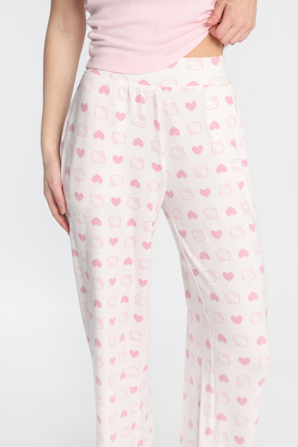 Pantalon pyjama à jambes larges super doux Hello Kitty coeur Pantalon pyjama à jambes larges super doux Hello Kitty coeur