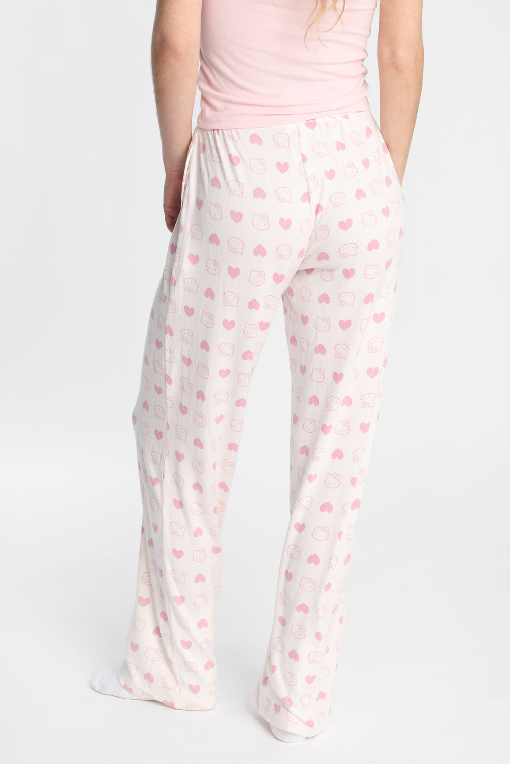 Pantalon pyjama à jambes larges super doux Hello Kitty coeur Pantalon pyjama à jambes larges super doux Hello Kitty coeur