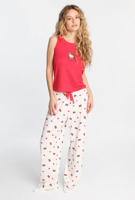 Ensemble débardeur et pantalon pyjama côtelé imprimé Hello Kitty ours en peluche