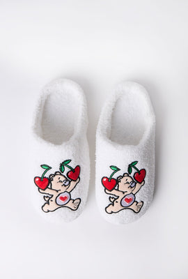 Pantoufles peluche Care Bears coeur cerises