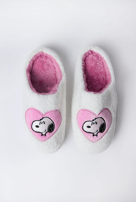 Pantoufles peluche Peanuts Snoopy coeur