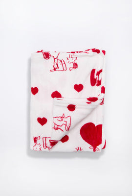 Couverture peluche imprimé coeurs Peanuts Snoopy