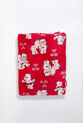 Couverture peluche imprimé coeurs Care Bears