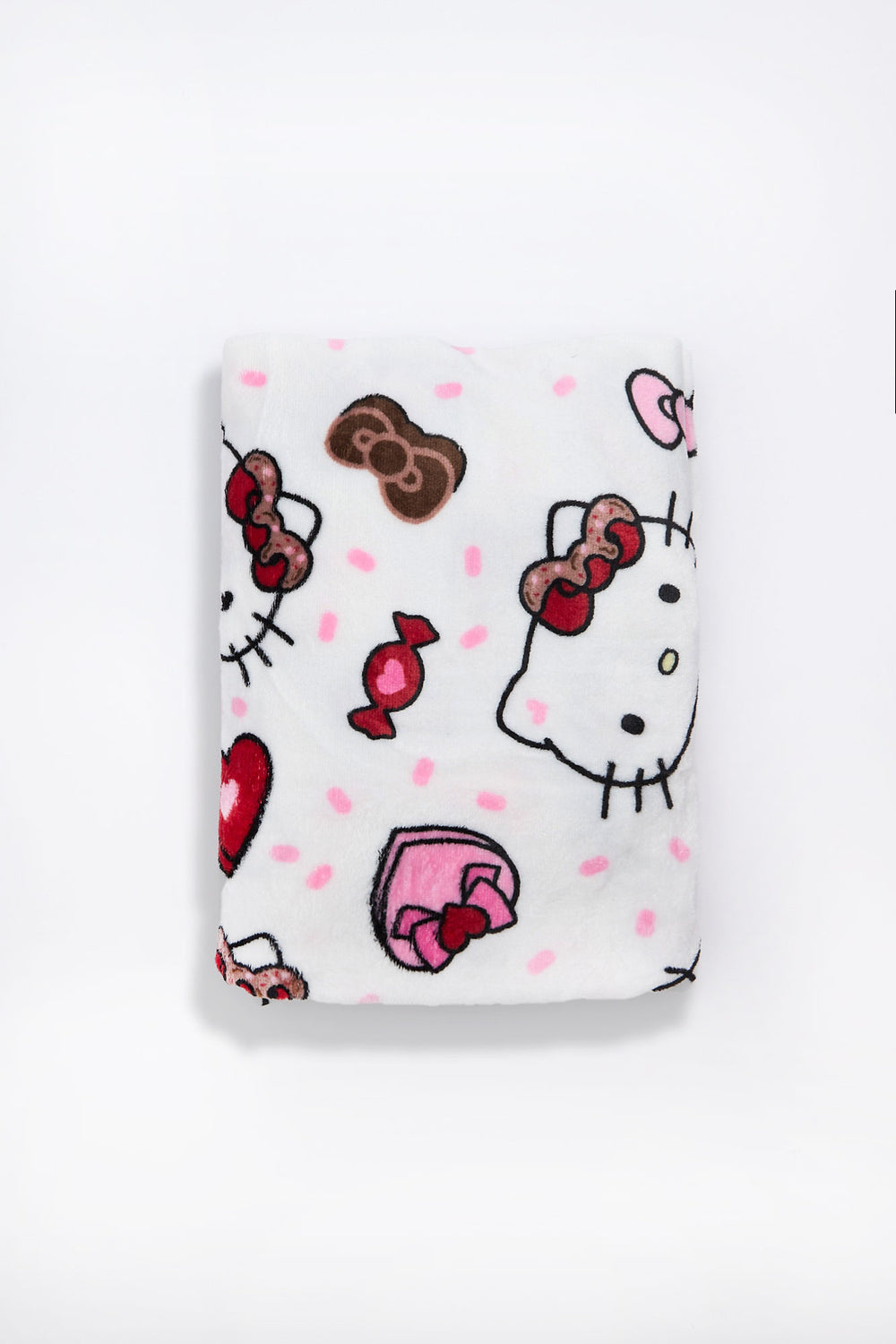 Couverture peluche imprimé noeuds et coeurs Hello Kitty Couverture peluche imprimé noeuds et coeurs Hello Kitty