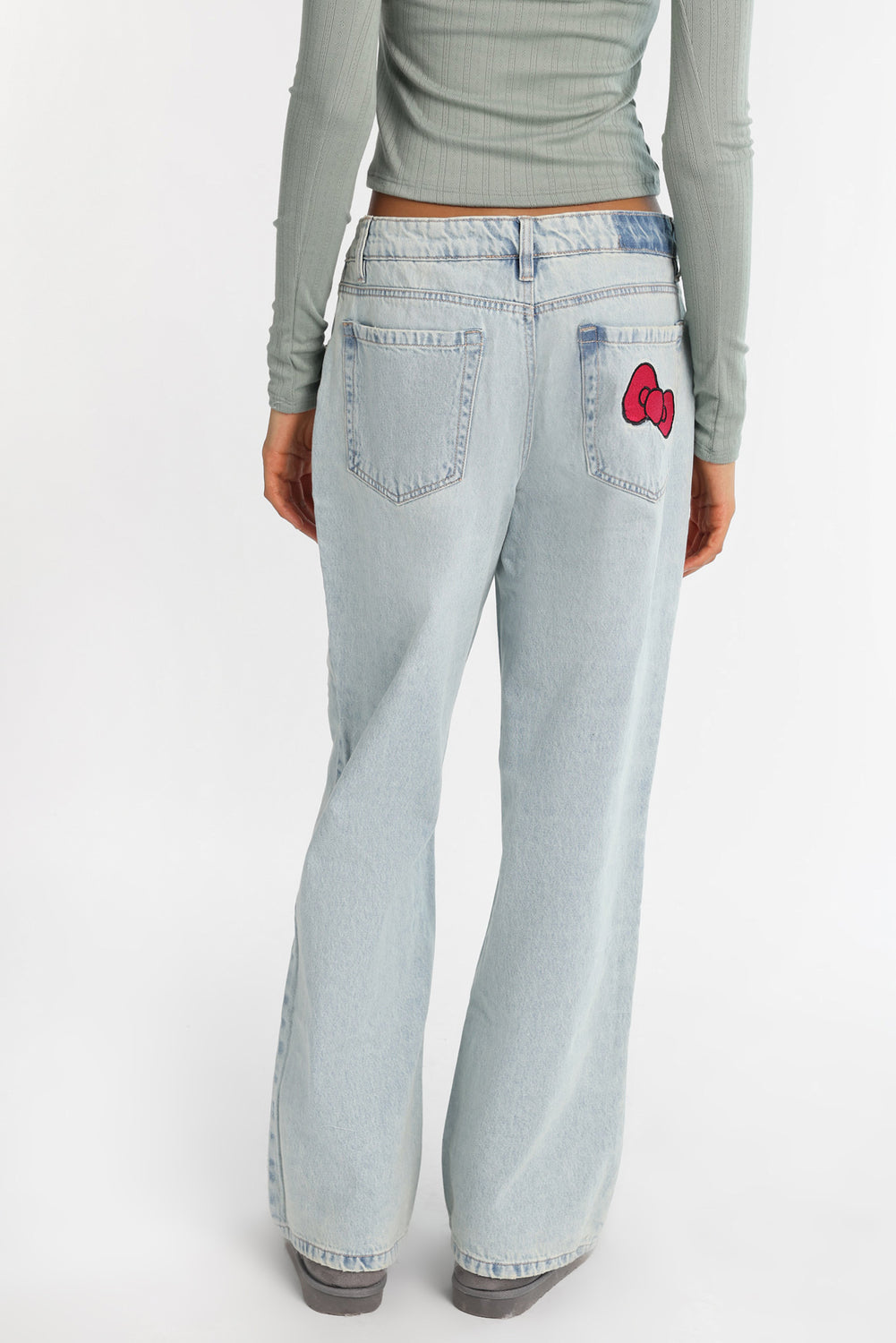Hello Kitty Embroidered Patch Low Rise Baggy Jeans Hello Kitty Embroidered Patch Low Rise Baggy Jeans