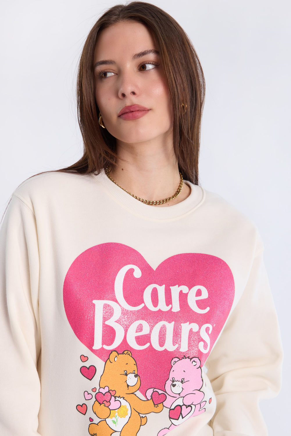 Care Bears Glitter Heart Crewneck Sweatshirt Care Bears Glitter Heart Crewneck Sweatshirt