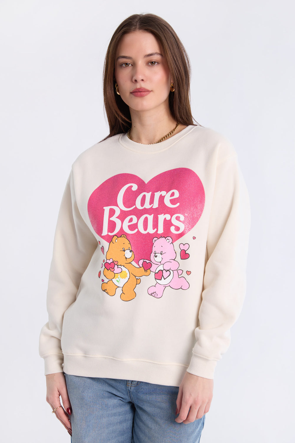 Care Bears Glitter Heart Crewneck Sweatshirt Care Bears Glitter Heart Crewneck Sweatshirt