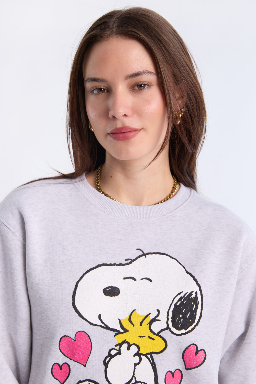 Peanuts Snoopy Love Glitter Crewneck Sweatshirt Peanuts Snoopy Love Glitter Crewneck Sweatshirt