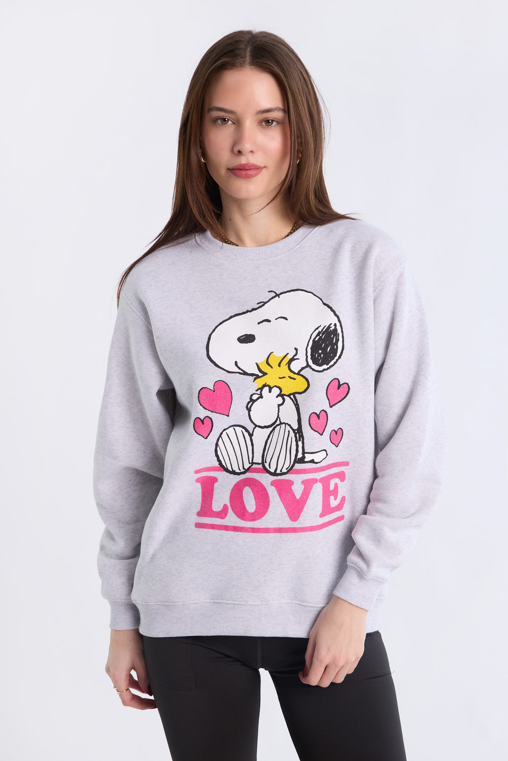 Peanuts Snoopy Love Glitter Crewneck Sweatshirt Peanuts Snoopy Love Glitter Crewneck Sweatshirt