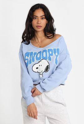 Sweatshirt à épaules dénudées imprimé Peanuts Snoopy