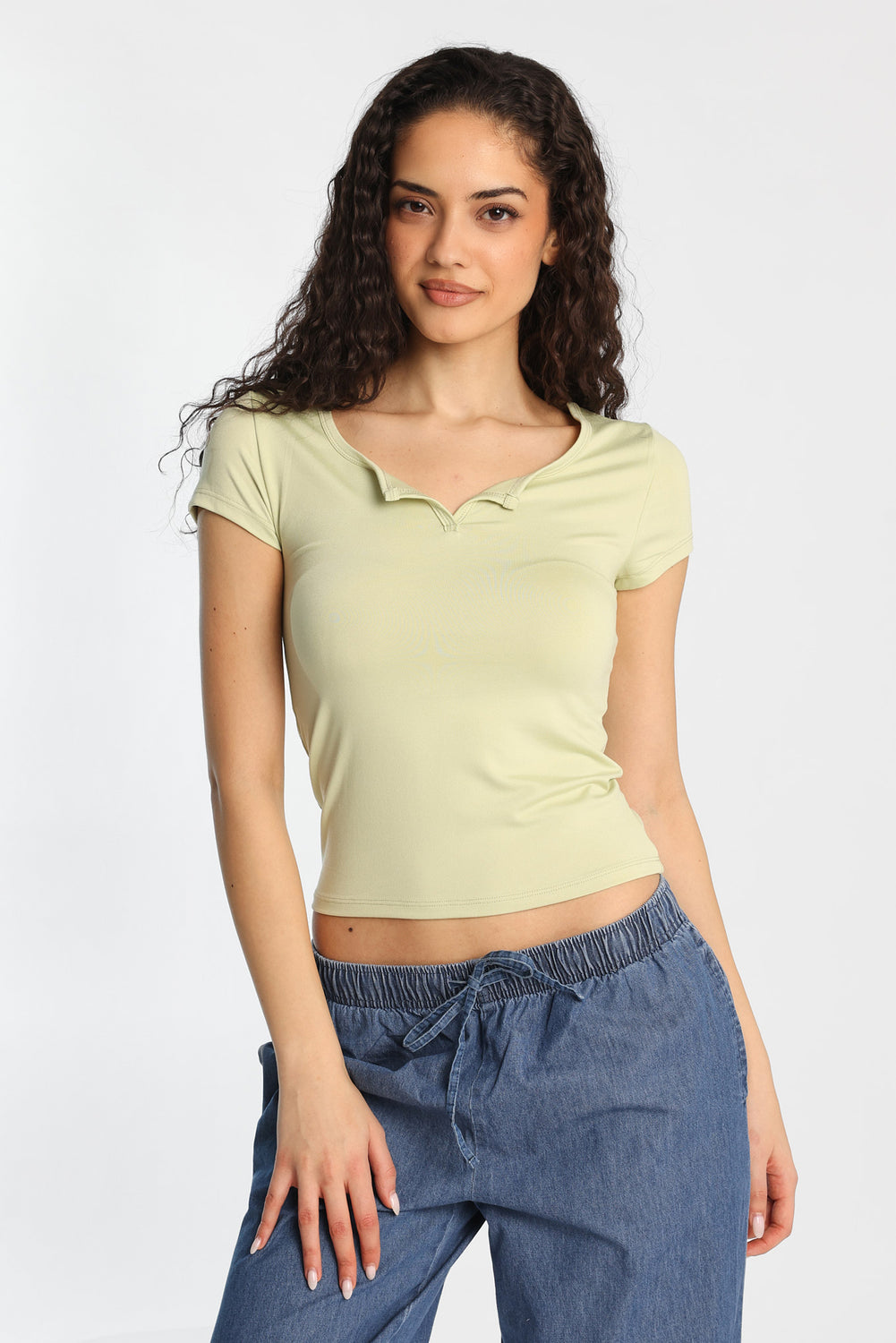 AERO Notch Neck Short Sleeve Baby Tee AERO Notch Neck Short Sleeve Baby Tee