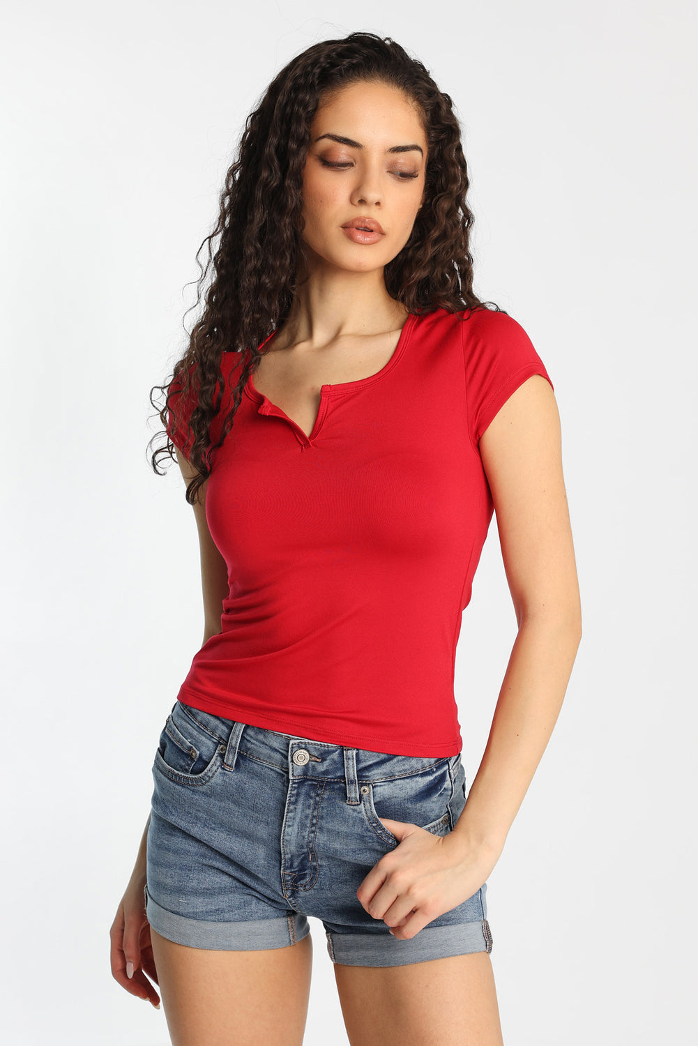 AERO Notch Neck Short Sleeve Baby Tee AERO Notch Neck Short Sleeve Baby Tee