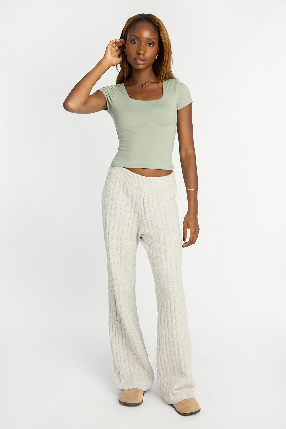 T-shirt écourté à manches courtes et col carré AERO T-shirt écourté à manches courtes et col carré AERO