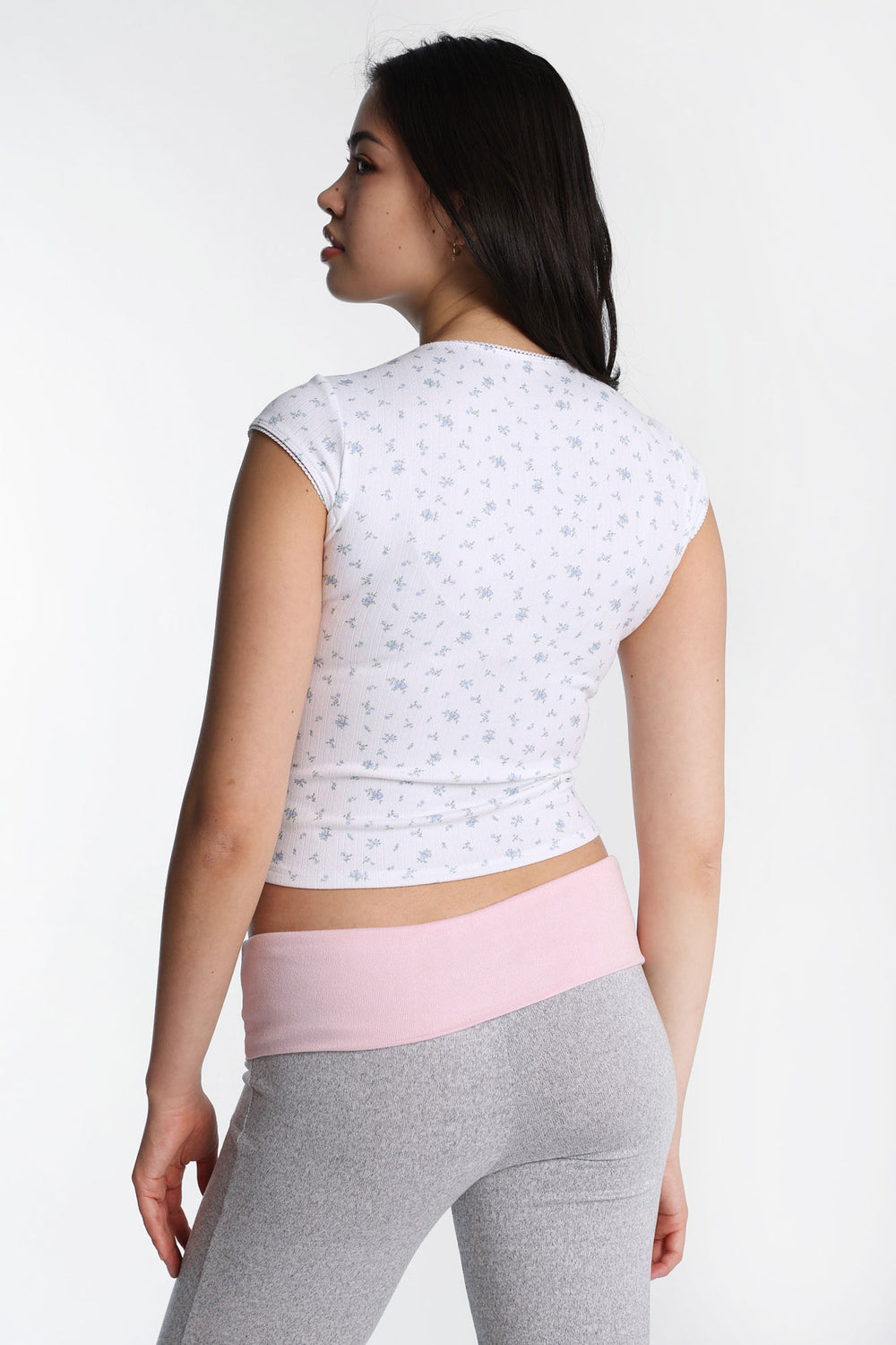 T-shirt à manches courtes et col carré en tricot pointelle AERO T-shirt à manches courtes et col carré en tricot pointelle AERO