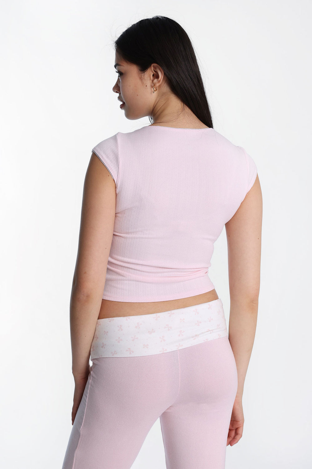 T-shirt à manches courtes et col carré en tricot pointelle AERO T-shirt à manches courtes et col carré en tricot pointelle AERO