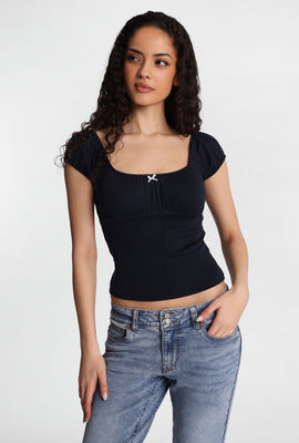 Haut à manches bouffantes en tricot pointelle AERO