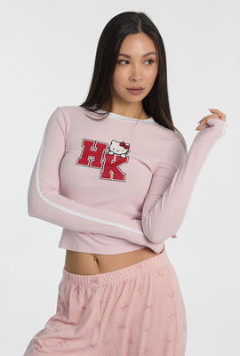 T-shirt ajusté à manches longues imprimé Hello Kitty