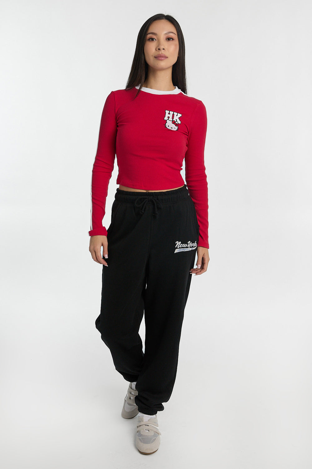 Hello Kitty Graphic Long Sleeve Baby Tee Hello Kitty Graphic Long Sleeve Baby Tee