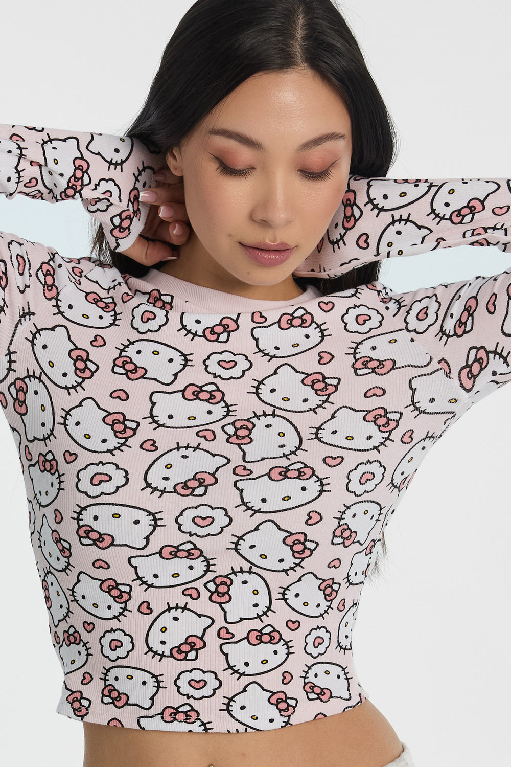 Hello Kitty Graphic Long Sleeve Baby Tee Hello Kitty Graphic Long Sleeve Baby Tee