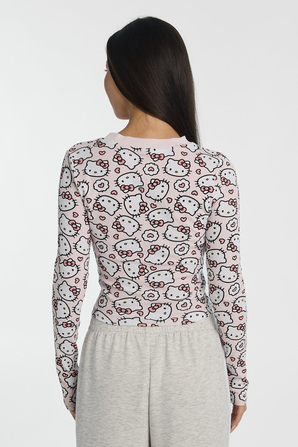 T-shirt court à manches longues imprimé Hello Kitty T-shirt court à manches longues imprimé Hello Kitty