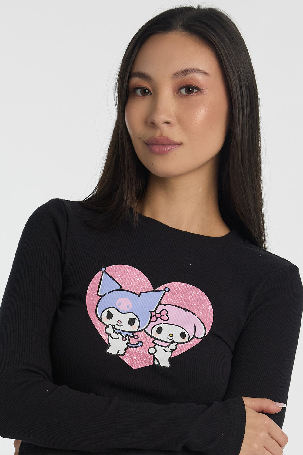 T-shirt ajusté à manches longues imprimé Kuromi My Melody T-shirt ajusté à manches longues imprimé Kuromi My Melody