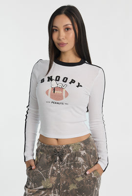 T-shirt ajusté à manches longues imprimé Peanuts Snoopy
