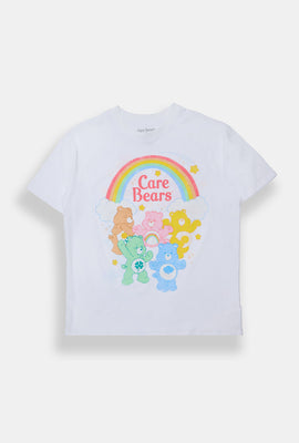 T-shirt coupe boyfriend imprimé Les Bisounours arc en ciel