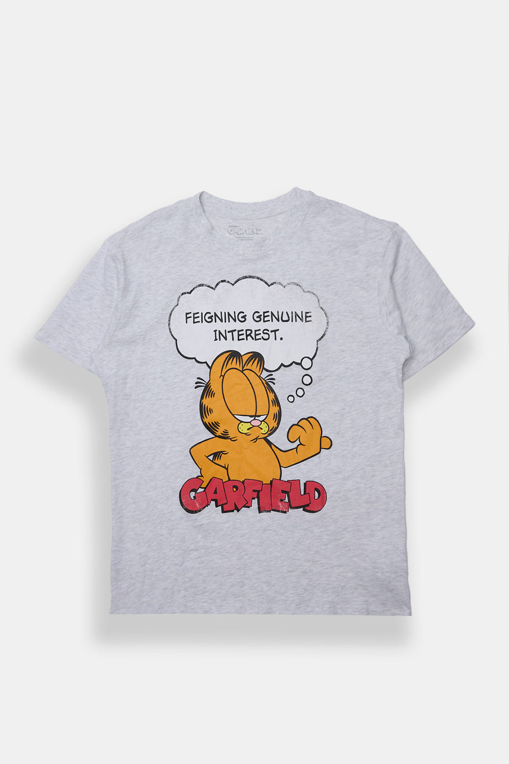 Garfield Feigning Genuine Interest Graphic Boyfriend Tee Garfield Feigning Genuine Interest Graphic Boyfriend Tee