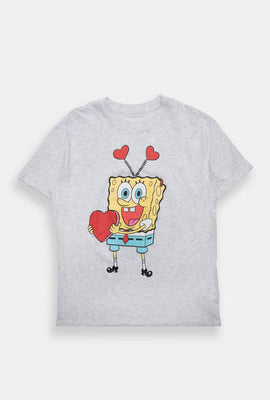 SpongeBob Glitter Heart Graphic Boyfriend Tee